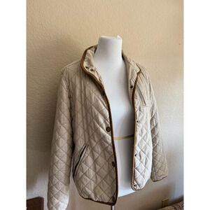 Lauren Jeans Co Quilted Barn Jacket Snap Button‎ Front Pockets Beige